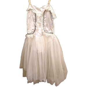 90s Vintage Curtain Call Ballet Dress Womens 12 Lace Tulle Sequins Dance Costume